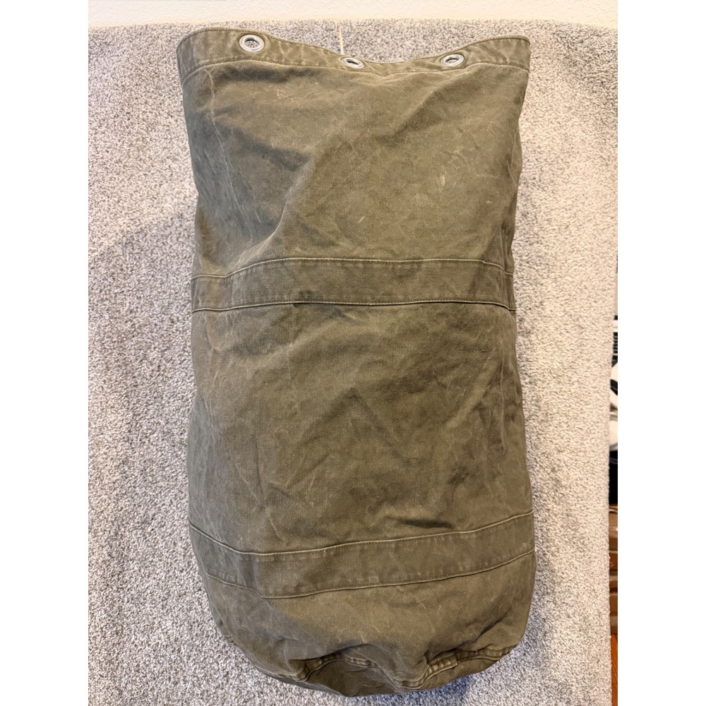 Vintage Duffle Bag Mens Large Olive Canvas 1984 Military Sea Bag Gear